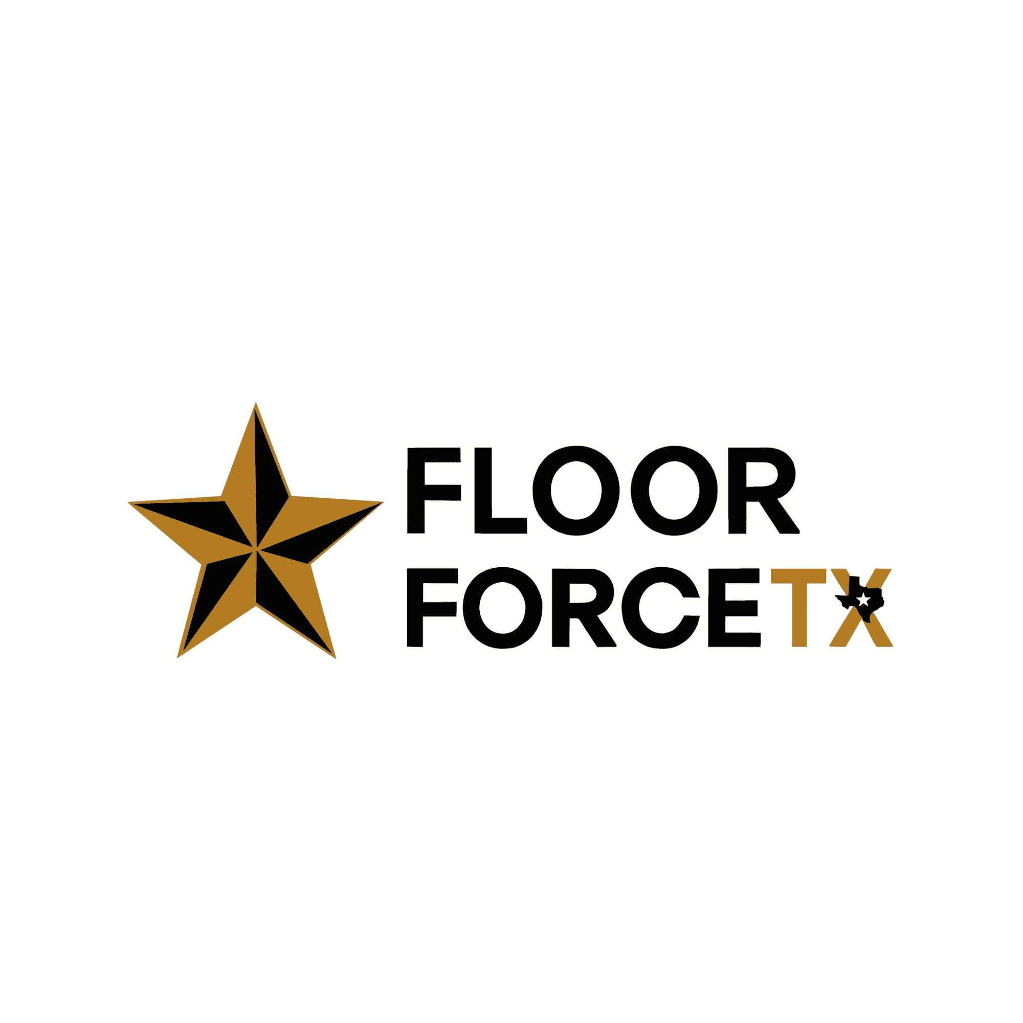 Floor Force TX logo featuring a gold and black star and Texas state icon.